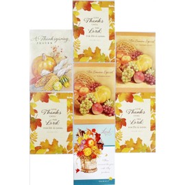 Greeting Card Set 7 Religious Christian Happy Thanksgiving For Friends Family - Prayers Blessings Bountiful Season, White