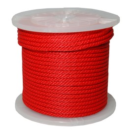 T.W Evans Cordage 98015 5/8-Inch by 200-Feet Solid Braid Propylene Multifilament Derby Rope, Red
