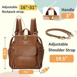 miss fong Small Diaper Bag, Mini Dackpack Leather Diaper Bag Backpack with 12 Diaper Bag Organizer, Insulated Pocket, 2 Insulated Pockets (Brown)