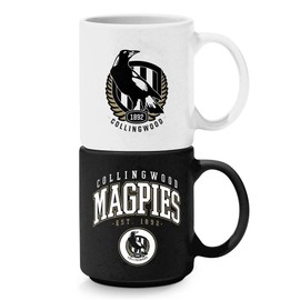 AFL Collingwood Magpies Set of 2 Stackable Mugs