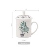 Porlien Porcelain Mugs Set of 2 with Lids, Green Plants