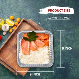 Homeshopa Aluminium Square Foil Trays, 12 Pack Disposable Tin Foil Containers, Best for Meal Prep, Food Storage, Baking, Broiling, Roasting, Disposable Food Containers, 9 X 9 Inch