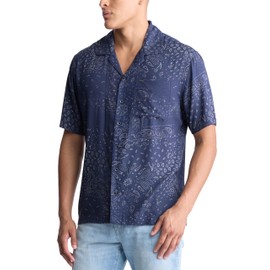 Buffalo David Bitton Men's Short Sleeve Button Down, Midnight Blue Print