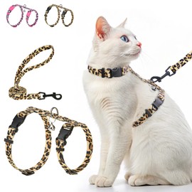 BEAUTYZOO Cat Harness and Leash Set Escape Proof for Walking, Kitten Soft Adjustable Vest Harnesses for Small Medium Large Cats, Easy Control Breathable Plaid Ribbon Nylon for Outdoor Indoor Use