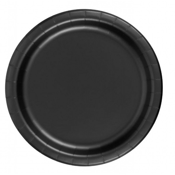24 Plates 9" Paper Dinner Lunch Plates Wax Coated - Black