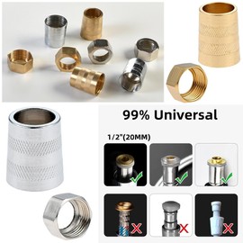 RecDec 2 Set Shower Hose Nut and Screw Replacement Universal Stainless Steel Brass Adapter Joint Connector for Handheld Shower Head Hose Bathroom Bathing Water Pipe Attachment Repair Parts