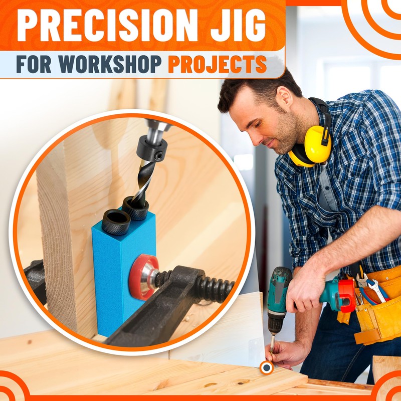 14 Pcs Pocket Hole Jig Kit for Woodworking – Aluminum