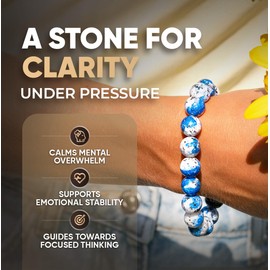 Conscious Items Rare K2 Bracelet of Spiritual Adventure, Granite & Blue Azurite Bracelet for Awakening, Grounding Energy, & Inner Balance, Spiritual Bracelets for Women & Men