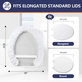 Baahrnom Luxury Toilet Lid Cover Machine Washable Solid Toilet Seat Cover 17.5" x 15" Adjustable Rubber Backing Fits Most 16-17.5" L x 14-16" W Round Oblong and Elongated Toilet Seat
