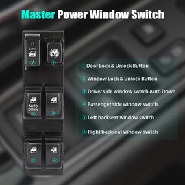 Master Power Door Lock Window Control Switch for Hyundai Elantra 2.0L L4 2007-2010, Front Left Driver Side Power Window Controller Switch 93570-2H110