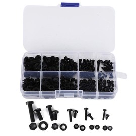 270 Pieces Nylon Screw Nut Set, M2/M2.5/M3/M4/M5 Nylon Hex Nut Kits Screw Nut Washers Hardware Fasteners for (Black 270-Piece