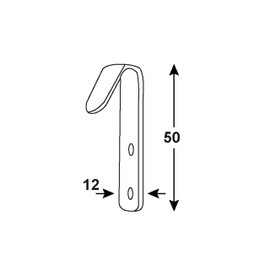 Connex Flat Hook 65 x 20 mm - 170 kg Maximum Load Capacity - Galvanised Steel - Set of 2 - For Attaching Tarpaulins & Nets / Tarpaulin Hooks / Rope Hooks / Net Hooks / DY270661