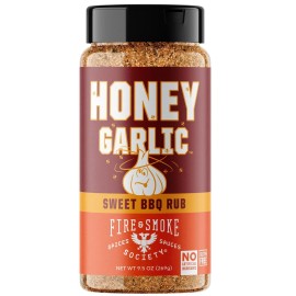 Fire and Smoke Honey Garlic BBQ Rub Seasoning Dry Mix Grilling Smoking Meats Spices 9.5 Oz New