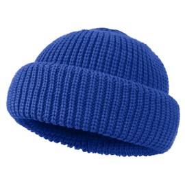 CLAPE Streetstyle Fisherman Beanie Stretchy Knitted Hat Short Knitted Docker Hat Warm Winter Hat Wool Hat Men, DDTH3-Royal Blue
