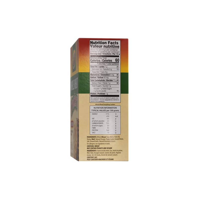 Shibolim Whole Wheat Crackers with Everything Seasoning, 6oz (2 Pack)