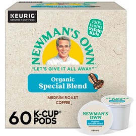Newman's Own Organic Special Blend, Keurig Single Serve K-Cup Pods, Medium Roast Coffee, 60 Count, (6 Packs of 10)