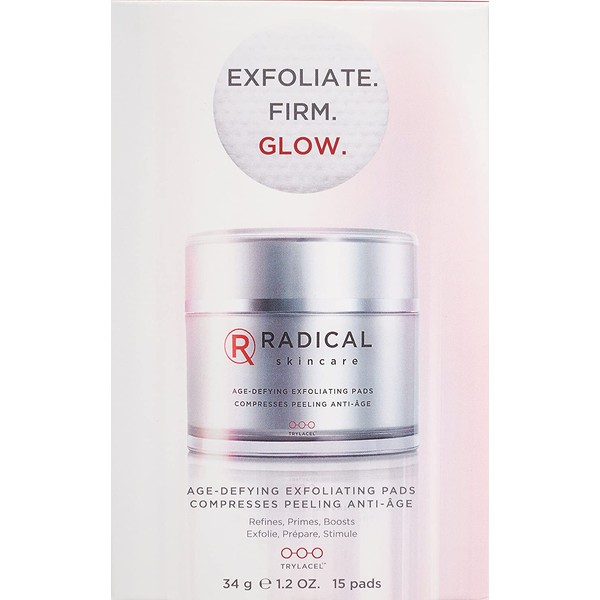 Radical Skincare Age Defying Exfoliating Pads Removes Dead Skin, Evens and Brightens Skin Tone for Radiant Glow | For All Skin Types Including Sensitive Skin | Paraben & Cruelty Free (15 Pads)