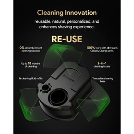 Yinke Reusable Cleaning Cartridge with 6 Pack Refill Cleaning Concentrate Capsules for Braun Clean & Renew CCR, Replacement Shaver Cleaner Solution for Clean&Charge Cleaning System, (6+1 Set)