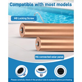 4.13 x 0.98 In Copper Anode Replacement Kit 2 Pcs, 453g Solar Pool Replacement Copper Anode with Thicker and Longer Last, Up to 45, 000 Gallons Pool, Threaded M6, Includes Spring, Basket and Screw
