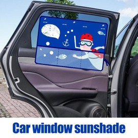 Car Privacy Curtains - Cartoon Design Window Curtains for Car,Automotive Interior Sunshade With Storage Function for Sedan RV Vehicle Use