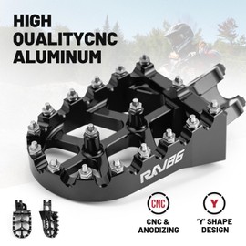 RKV86 Dirt Bike Foot Pegs with Springs, Aluminum CNC, Pedals Rests for CR125/250 02-07, CRF150R 07-19, CRF250R 04-19, CRF250X 04-19, CRF450R 02-19, CRF450RX 17-19, CRF450X 05-19 (Black)