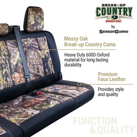 Season Guard Mossy Oak Camo Truck Bench Seat Cover Fits All Full-Size Silverado F-150 Ram Sierra Titan Tundra Pickup Trucks; Folding Bench or Standard Bench Seats; 600D Oxford Fabric with Faux Leather