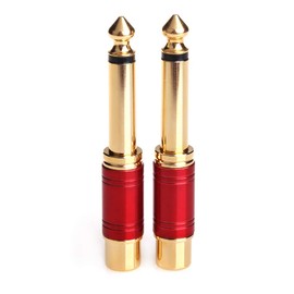 NANYI 6.35mm 1/4 inch Male Mono TS To RCA Female Interconnect Audio Adapter conversion plug, (6.35 M-RCA F-RED-2Pack)