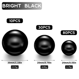 Hicarer 120 Pcs Pearl for Vase Pearls Bead for Centerpieces Makeup Brush Holder Filler Assorted Round Faux Pearl Beads for Wedding Home Decor, 14/20/ 30 Mm(Black)