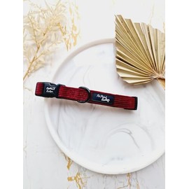 BURGUNDY RED CORD DOG COLLAR M