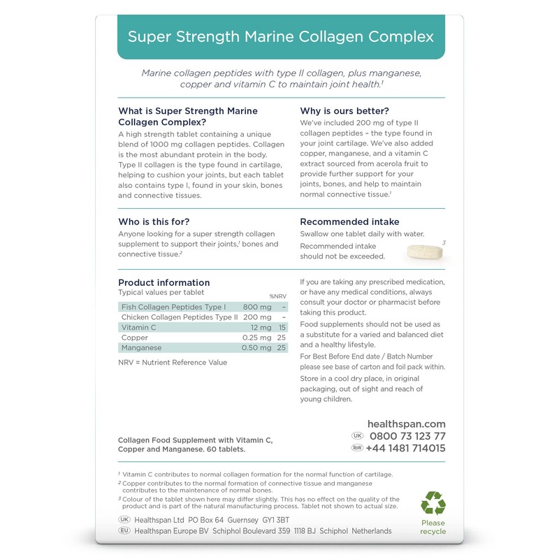 Healthspan 1,000mg Marine Collagen Complex | 800mg Type I +