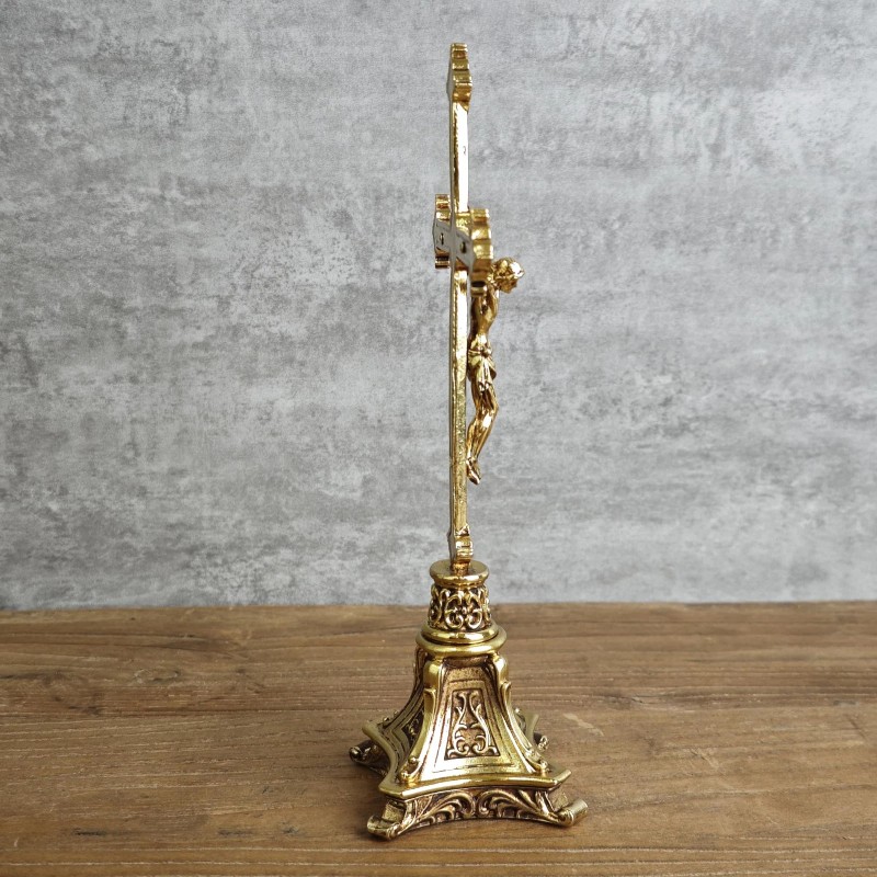 BC Catholic Metal Standing Crucifix, Jesus Christ Cross for Altar,