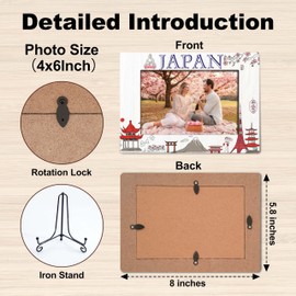 TIRYWT Japan Theme Picture frame-Wedding, Engaged, Honeymoon, Vacation in Japan, 4x6 Photo Frame for Desk Display, Wooden Photo Frame -J08