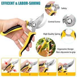 Pruning Shears, 3 Pack Garden Shears, Clippers Handheld, Stainless Steel Garden Snips, Pruners for Gardening, Gardening Scissors Hand Pruner Pruning Shear with Stainless Steel Blades