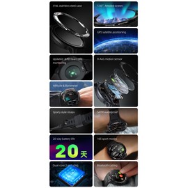 mibro Smartwatch GS Pro for Men Women, 1.43” Amoled Screen GPS Positioning Fitness Smartwatch with 4 PD Heart Rate SpO2 Sleep Monitor, 5ATM Waterproof 105 Sports Modes Activity Tracker for iOS Android