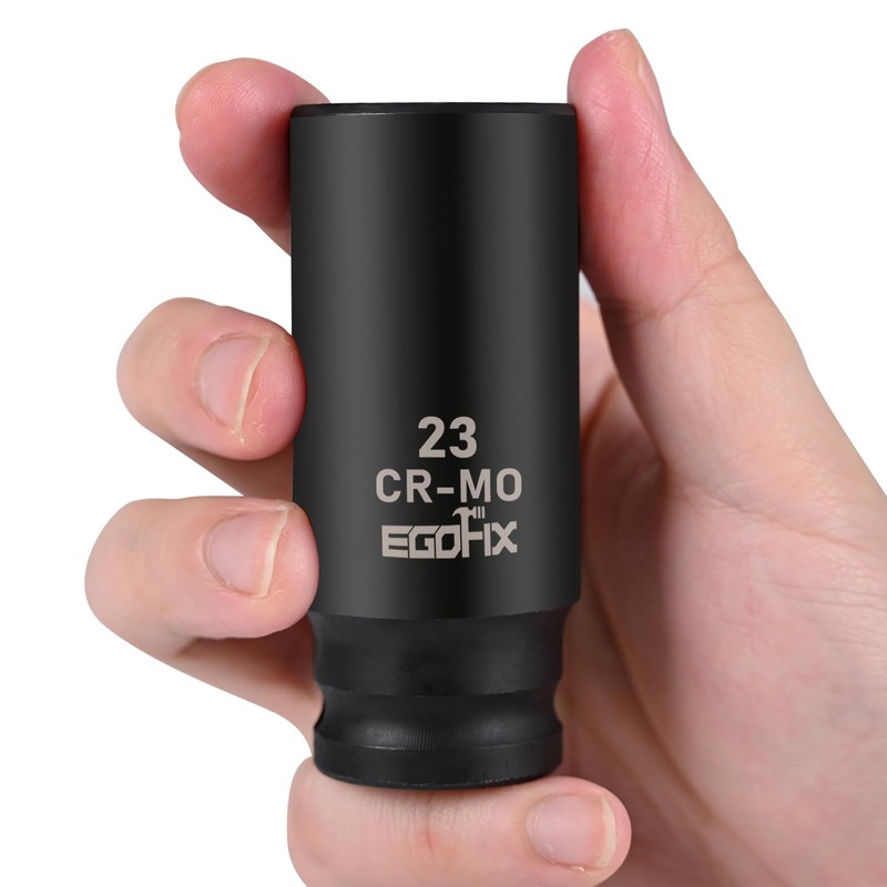 EGOFIX 1/2" Drive Deep Impact Socket, 23mm Socket, CR-MO, Metric,