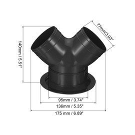 PATIKIL 3 Way Duct Splitter, 3"x3"x4" Y Reducer Connector Air Vent Duct Hose Exhaust Pipe Adapter with Flange for Dryer Exhaust Fan Vent Systems HVAC, Black