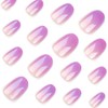 Ombre Press on Nails Short Square Fake Nails Pink Purple