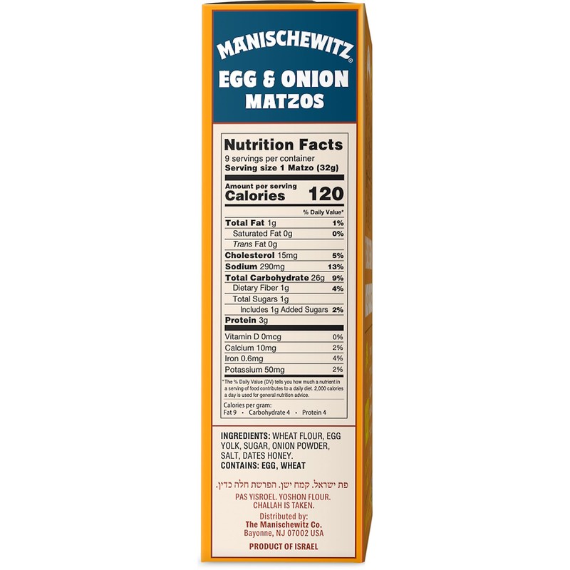 Manischewitz Egg & Onion Matzo, 10oz (3 Pack) Crisp &