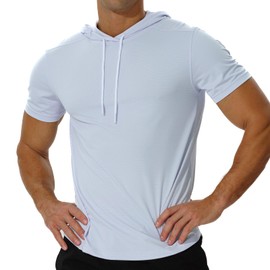 AIMPACT Men's Sun Protection Shirts UV UPF 50+ Hoodie Fishing Shirts Long Short Sleeve Rash Guard Hiking Swimming Quick Dry Lightweight Lightblue