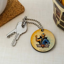 GRAPHICS & MORE Power Rangers Dino Fury Gold Ranger Wood Wooden Round Keychain Key Chain Ring