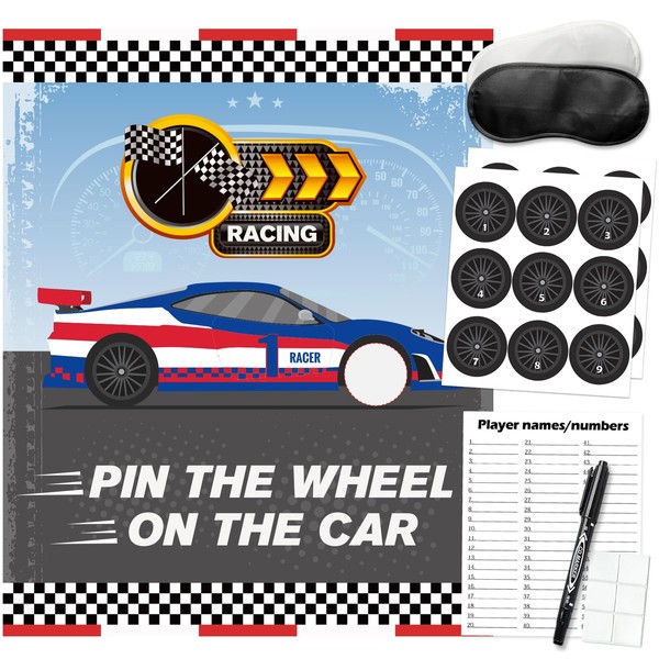 PARTYLOUD Cars Party Games - Pin The Wheel On The