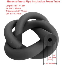 Hmevsafinect Pipe Insulation Foam Tube -Foam Tubing for AC Unit, Guitar Stands, Exercise Machine Handle and Roof Rack,Air Condition Insulation Pipe,6FT Length Black (3/4" ID*3/8" TH-6Ft)
