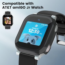 sylacor Compatible with AT&T amiGO Jr Watch Screen Protector, 2Pack Hard PC and Tempered Glass Case Cover for amiGo Kids Smartwatch Accessories, Anti-Scratch and Touch Sensitive (Teal+Blue)