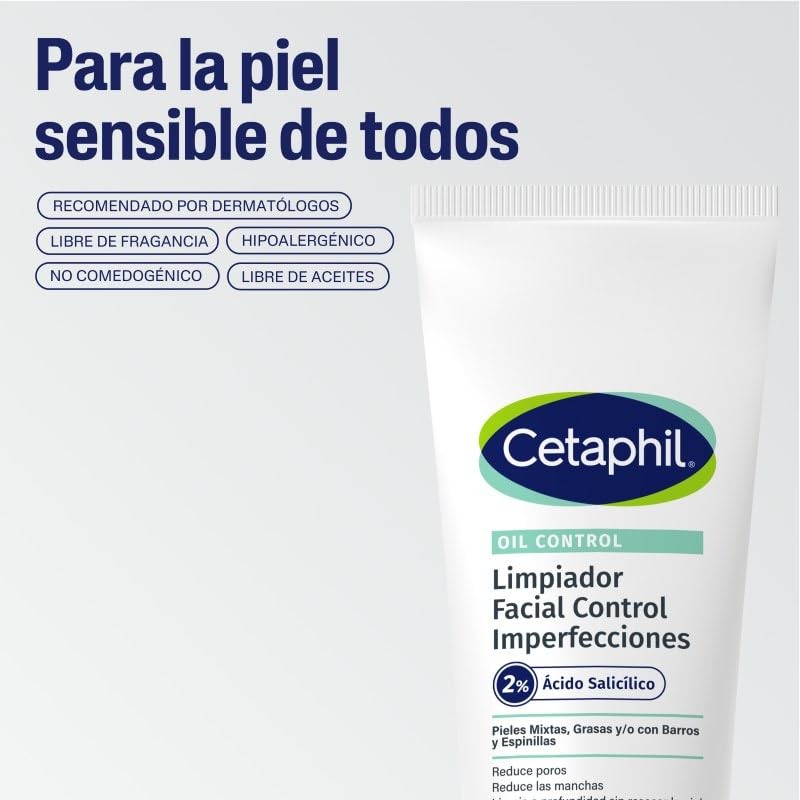 Cetaphil Oil Control Limpiador Facial 2% Ácido Salicílico 250ml
