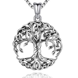 Friggem Tree-of-Life-Necklace for Women, Silver-Jewellery-Pendant for Mom Wife Girlfriend Girls Daughter