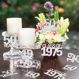 Balterever Class Of 1975 Reunion Decorations 24PCS 50th Class Reunion Tags Silver 1975 Reunion Tags Decorations 50th Class Reunion Decorations for High School 50 Year Reunion Decorations