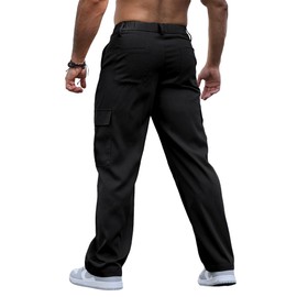 Comdecevis Mens Cargo Pants Wide Leg Sweatpants with Pockets Relaxed Fit Athletic Sports Pants Black 3XL