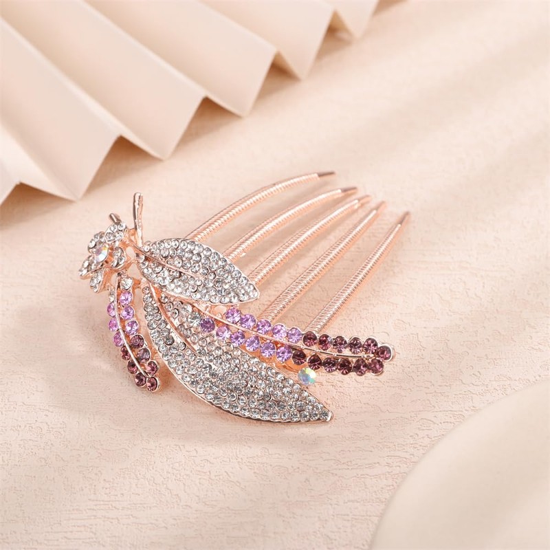 Aimimier Bridal Crystal Hair Comb for Women Leaf Hair Side