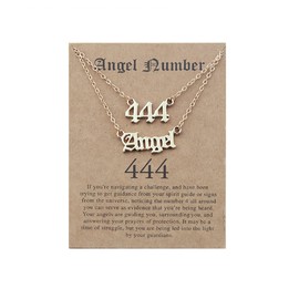 COLORFUL BLING Multilayer Angel Number Pendant Necklace Layered Y Necklace Wish Card 000 1111 111 222 333 444 555 666 777 888 999 Numerology Lucky BFF Friendship Jewelry for Women -Gold 444