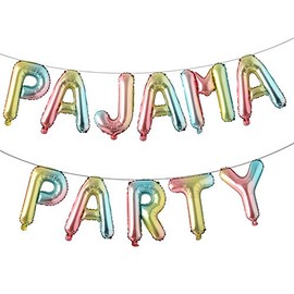 16 inch Pajama Party Balloons Banner Girls Sleepover Birthday Party Decoration Slumber Parites Banner Colorful Balloons Backdrop (Pajama Party Rainbow)